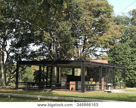 New Canaan, Ct - Oct 2: The Glass House By Philip Johnson In New Canaan, Connecticut, As Seen On Oct