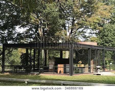 New Canaan, Ct - Oct 2: The Glass House By Philip Johnson In New Canaan, Connecticut, As Seen On Oct
