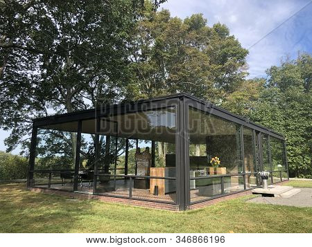New Canaan, Ct - Oct 2: The Glass House By Philip Johnson In New Canaan, Connecticut, As Seen On Oct