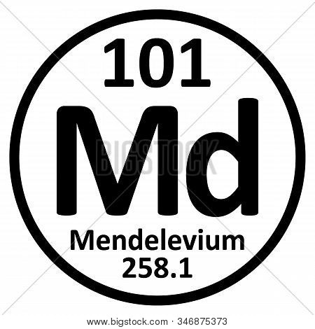 Periodic Table Element Mendelevium Icon On White Background. Vector Illustration.