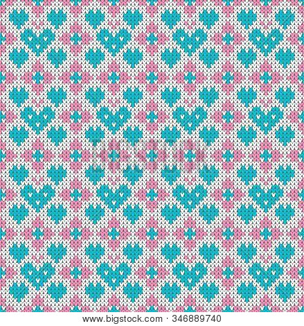 Seamless Pattern On The Theme Of Holiday Valentines Day With An Image Of The Norwegian And Fairisle 