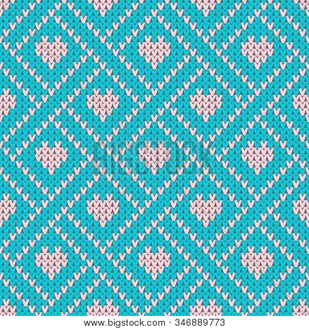 Seamless Pattern On The Theme Of Holiday Valentines Day With An Image Of The Norwegian And Fairisle 