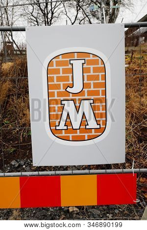 Sodertalje, Sweden - January 18, 2020: The Jm Company Sign At Construction Site. Jm Is A Developer O