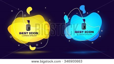 Black Gear Shifter Icon Isolated On Blue Background. Transmission Icon. Set Abstract Banner With Liq