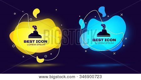 Black Gear Shifter Icon Isolated On Blue Background. Transmission Icon. Set Abstract Banner With Liq