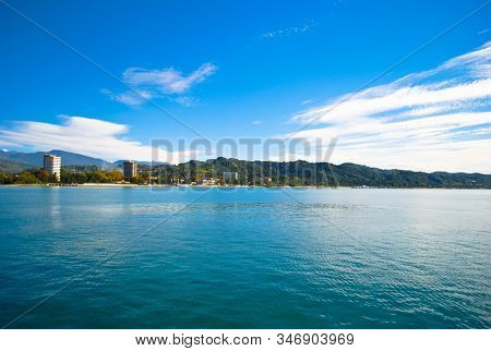 View From The Sea On The Coast Of Sukhum, Abkhazia