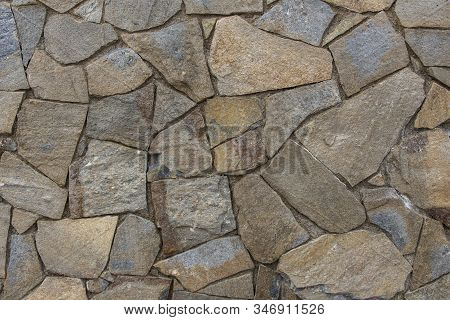 Old Stone Masonry Wall Texture Background, Banner With Irregular Pattern, Stone Texture Background D