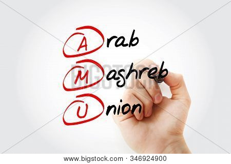 Amu - Arab Maghreb Union Acronym, Business Concept Background