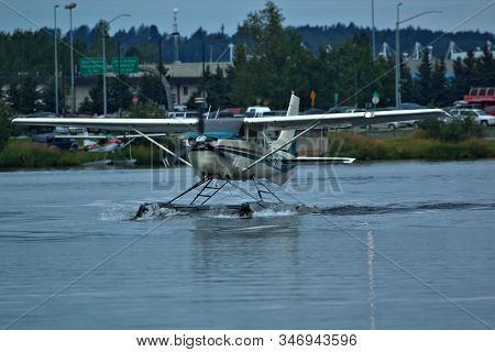 Float plane docked at Lake hood float plane base