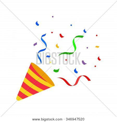 Exploding Party Popper With Serpantin And Serpantinom, Vector Eps10 Illustration