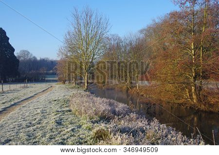 Rural Landscape In Winter Near Paris In France, Europe