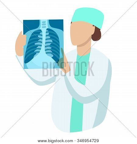 Female Doctor Looking At An X-ray Snickoc Of A Patient With Pneumonia Or Coronavirus