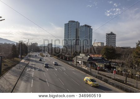 Sofia, Bulgaria - January 25, 2020: General Street View Of Bulgaria Blv.  In Sofia, Bulgaria - Janua