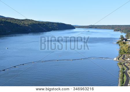 View Of The Hudson River From Walkway Over The Hudson, In Poughkeepsie, New York