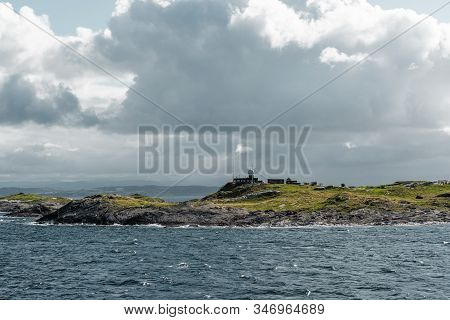 Landscape View Of The Harsh Sea And A Bit Stormy Weather On A Late Summer Day, Mortavika Norway