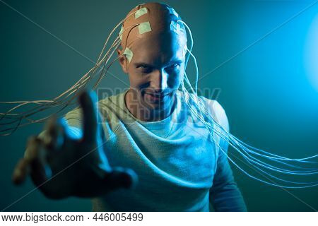 Scary Young Man With His Head Entangled In Wires, Uses Mind Control And Telekinesis, Electrical Cont