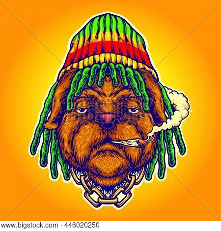 Dreadlocks; Dog; Smoker; Mascot; Cannabis Logo; Cute; Animal; Summer; Cigarette; Pet; Grass; Beautif