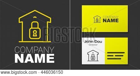 Logotype Line Closed Warehouse Icon Isolated On Grey Background. Logo Design Template Element. Vecto