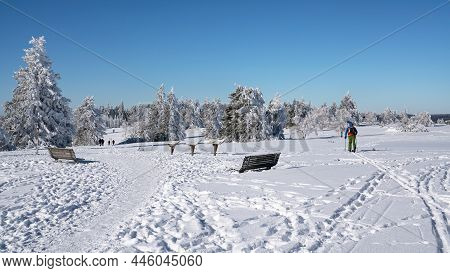 Panoramic Landscape Image Of Kahler Asten During Wintertime, Sauerland, Germany