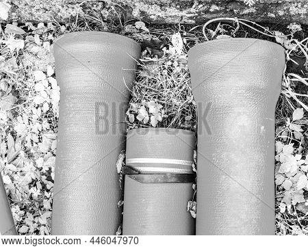 Prepared Dedicated Plastic Blue Pipe With Rubbery Sealing Inside For Town Potable Water System. Bw, 