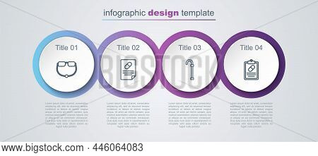 Set Line Eyeglasses, Medical Prescription, Walking Stick Cane And . Business Infographic Template. V