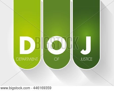 Doj - Department Of Justice Acronym, Concept Background