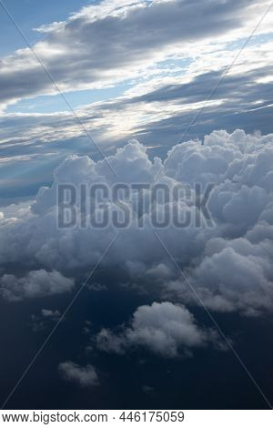 A Beautiful Viewa From Abowe From The Airplane Window Over The Norway. Travel Photography Of Norther