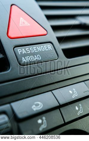 Buttons For Adjusting The Air Flow In The Car. Emergency Button In The Car Front Panel.