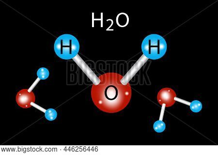 Water Skeletal Formula. H2o Molecular Structure. Scientific Concept. Black Background. Vector Illust