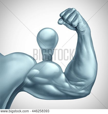 Idea Of Power And Powerful Strong Creative Ideas Metaphor And Business Creativity Strength As A Ligh