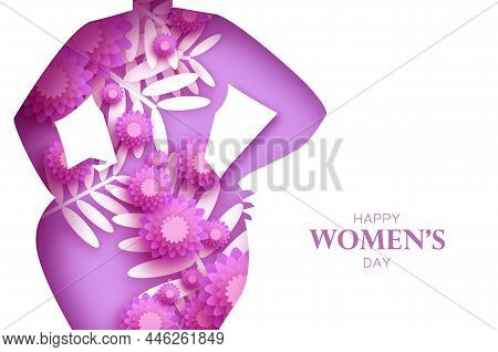 Floral Female Silhouette. Dancing Woman. Flower Bouquet. Happy Womens Day. Happy Mothers Day. Venera