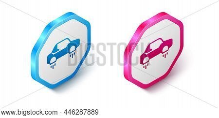 Isometric Fantastic Flying Car Icon Isolated On White Background. Hover Car Future Technology Future