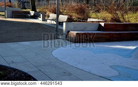 Dreamy White-blue-green Rubber Landscape With Hills And Colorful Spots On The Field. Stainless Steel