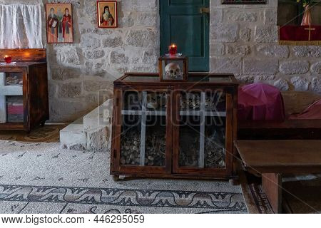 Jericho, Israel, December 30, 2021 : The Interior Of The Monastery Deir Hijleh - Monastery Of Gerasi