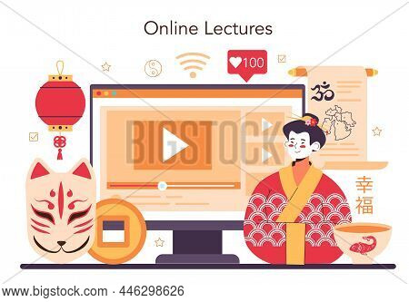 Orientalist Online Service Or Platform. Scientist Researching Near