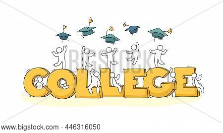 Sketch Of Little People With Word College.