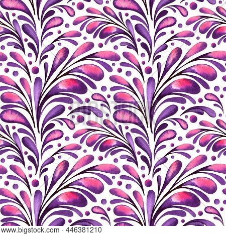 Watercolor Seamless Pattern, Abstract Ornament, Design For Print, Textile, Fabric, Wrapper And Wallp