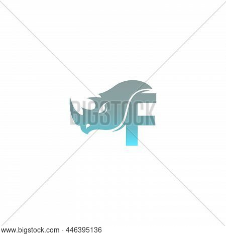 Letter F With Rhino Head Icon Logo Template Vector