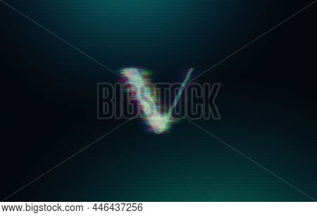 Glitch Effect Vechain Cryptocurrency Coin On Colorful Background, Cryptocurrency Concept Color Art