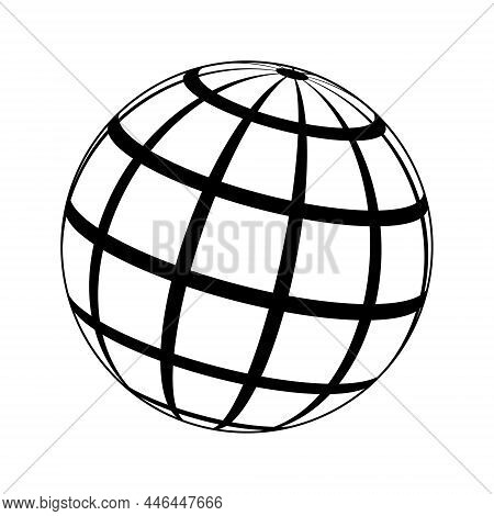 Ball With Lines, Model Planet Earth With Meridian And Longitude, 3d Sphere