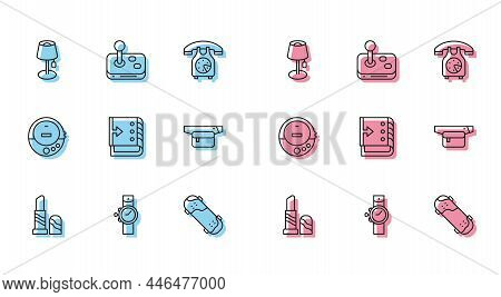 Set Line Lipstick, Wrist Watch, Floor Lamp, Skateboard Trick, Sound Mixer Controller, Waist Bag Of B