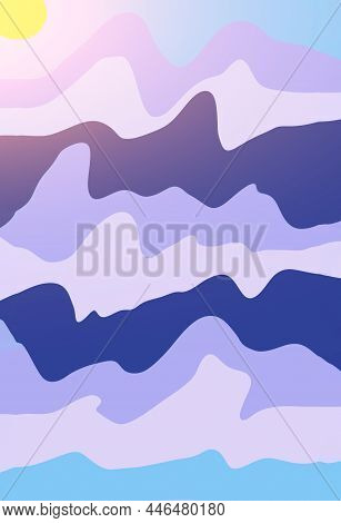 Blue Abstract Background With Linear Wave Pattern. Background In Oriental Style.banner With Natural 