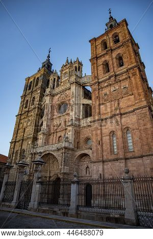 View Of The Gothic Cathedral Of Astorga, Along The Saint James Way