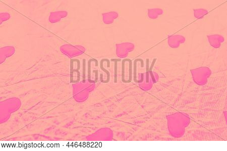 Light Pink Background With Hearts. A Symbol Of Tenderness Of Love. Valentine Day.