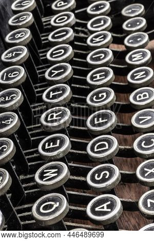 Antique Typewriter Showing Traditional Qwerty Keys. Before Text Messaging, People Used Typewriters T