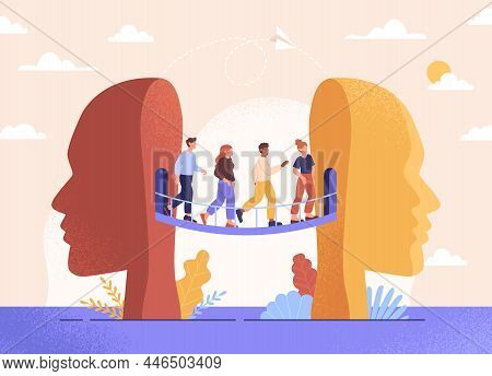 Changing Mind Thoughts And Switch Sides For Opinion Concept. Confused Men And Women Can Not Make Dec