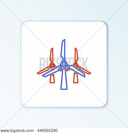 Line Wind Turbines Icon Isolated On White Background. Wind Generator Sign. Windmill Silhouette. Wind