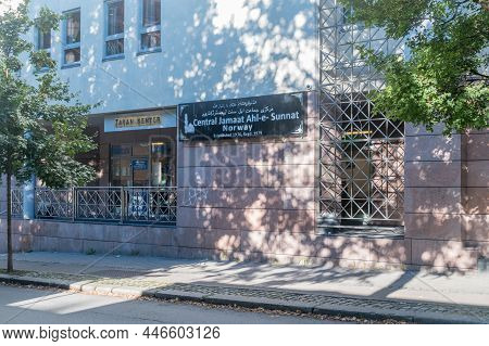 Oslo, Norway - September 25, 2021: Central Jamaat Ahl-e Sunnat Sign.