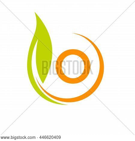 Healthy Natural Product Label Logo On Letter O Template. Letter O Eco Friendly, Green Tree Leaf Ecol