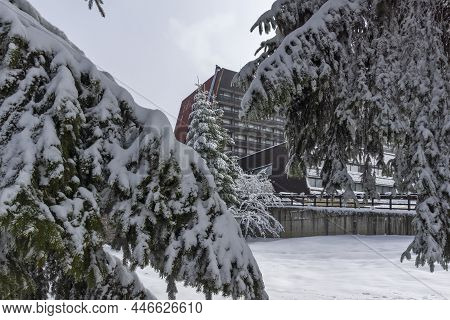 Borovets, Bulgaria - January 14, 2022: Winter View Of Ski Resort Of Borovets At Rila Mountain, Sofia